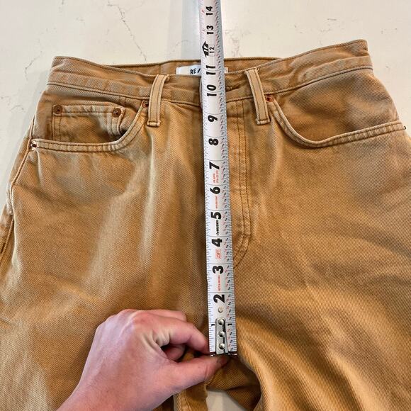 Re/Done‎ 70s Stove Pipe High Rise Straight Leg Denim Jeans Mustard Size 25 - Picture 10 of 12